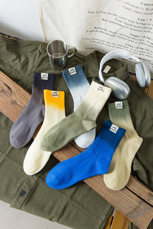 Ombre Tie Dye Crew Socks Camping 01